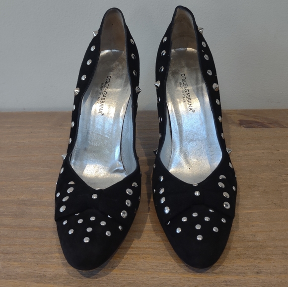 Dolce & Gabbana black studded bow heels 41 $450 - Picture 12 of 12